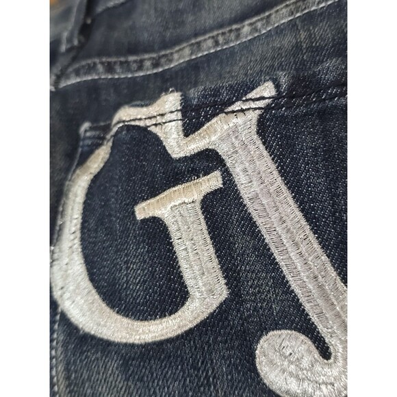 Guess Jeans Low Rise Bootcut Womens Size 30 Big Logo Embroidered Dark Wash Y2K - Picture 8 of 10